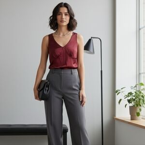 100% Silk Red Sleeveless Top